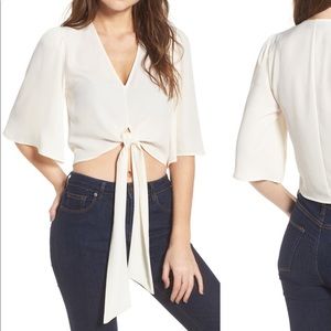 Tie Front Top Short Sleeve Blouse